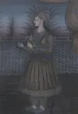 Anonymous, Woman holding flower, color and ink on silk, Woman holding flower, color and ink on silk