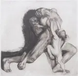 TOD UND FRAU, drypoint etching by Käthe Kollwitz, Printed in dark brown ink, sold Nov 2007