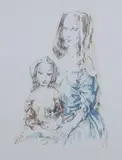 Two Women with Cat by Tsugoharu Foujita, Color lithograph, offered Nov 2007
