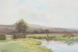 George Oyston, Sailboat in Marshy Waters, Watercolor