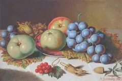 Alexander Stanesby, Still Life with Grapes, Watercolor