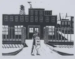 Frank H. Morgereth, The Picket, Woodblock print