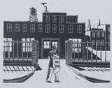 Frank H. Morgereth, The Picket, Woodblock print