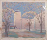 John Wenrich, 3838 Roland Avenue, Architectural pencil and watercolor drawing