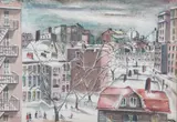 H. Samstag, The City in Winter, Watercolor