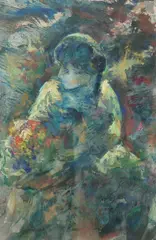 Marie Wilner, Portrait of Woman, Mixed media on paper