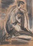 Dina Werfel, Profile of Woman, Charcoal on paper