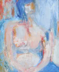 Dina Werfel, Blue Orange Girl, Oil on canvas