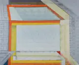 Alex de Boeck, Blue Window with Orange Frame