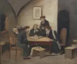 Rabbi'S at Study by Continental School, Oil on panel, sold Nov 2007