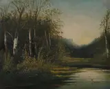 Sachs, Tree Lined Stream, Oil on canvas