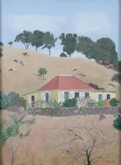 Margot Ferra, Yellow Hacienda, Oil on masonite