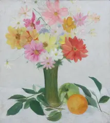 Ben Johnson, Untitled, FRUIT AND FLORAL STILL LIFE, oil on canvas