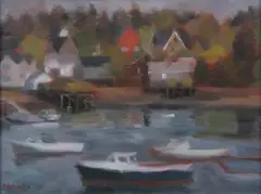 Kevin M. Broad, View of Bass Harbor, Oil on canvas