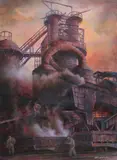 Blast Furnace by American School, Oil on canvas, sold Nov 2007