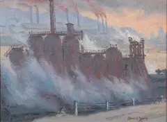 Robert R. Young, Mon Valley Steel, Oil on canvas board