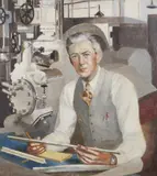 Untitled by American School, ENGINEER AT WORK, oil on board, offered Nov 2007