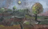 Karl Ernest Metzler, Landscape with Trees, Oil on board