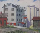 Henry Olson, Factory Buildings, Oil on canvas