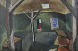 Morris Davidson, Untitled, INTERIOR WITH SKYLIGHT, oil on board