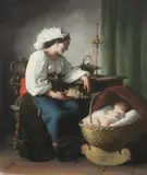 Giuseppe Mazzolini, The Peaceful Slumber, Oil on canvas