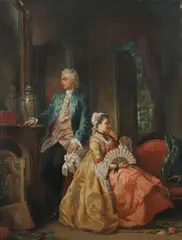 Belgian School, Untitled, THE SUITOR, oil on panel
