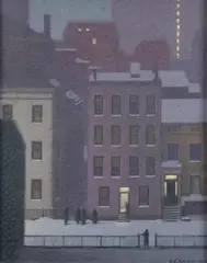 Robert Knight Ryland, Night View from the Artist'S Studio: Poplar Street, Oil on canvas