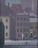 Robert Knight Ryland, Night View from the Artist'S Studio: Poplar Street, Oil on canvas