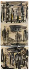 Richard Dempsey, BIRTH; LIFE, and DEATH:THREE WORKS, each signed lower right, Oil on board