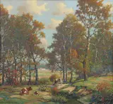 Benson Bond Moore, Landscape with Cows by Creek