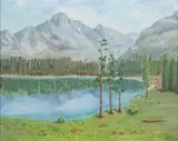 Dwight D. Eisenhower, Landscape with Mountains and Lake, Oil on panel
