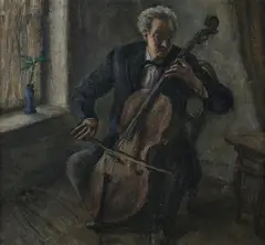 Samuel Brecher, The Cellist, Oil on canvas