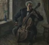 Samuel Brecher, The Cellist, Oil on canvas