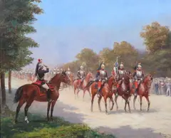 La Cavalerie Française by Paul Émile Léon Perboyre, Oil on board, sold Nov 2007