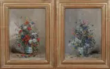 Eugène Petit, WILD FLOWERS IN VASES: TWO WORKS, each signed lower right, Oil on panel