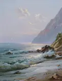 Constantin Aleksandrovich Westchiloff, Off the Coast of Capri, Oil on board