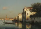 Antoine Bouvard, Venetian Canal Scene with Gondola, Oil on canvas