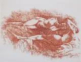 Herbert Fink, Reclining Figures, Etching - Plate: 8 3/4 in. x 11 1/2 in