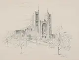 Aaron Sopher, Cathedral of Mary Our Queen, Ink on paper