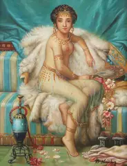 B. Kinbg, Portrait of a Nude Indian Woman, Oil on board