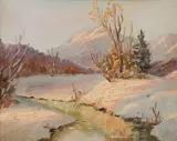 A. Nelke, New York State Winter Landscape, Oil on board