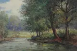 Harry Fenton, Riverbank, Oil on canvas