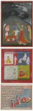Anonymous, Three scenes; ink and color on paper; framed, Three scenes; ink and color on paper