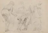 Working Women by Aleksandr Aleksandrovich Deineka, Pencil on paper, sold Feb 2008