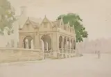 Walter H. Alcott, Buildings with Figure, Watercolor