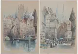 R. Randall, A Quaint Corner, Watercolor and graphite