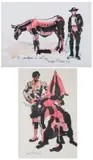 Tomas F. Peces, EL GUARDIAN DE CASTILLA, and MATADOR: TWO WORKS, each signed and dated '66 lower right, Ink and watercolor on paper - First, sight: 13 in. x 17 3/4 in.; second, sight: 19 in. x 12 1/4 in