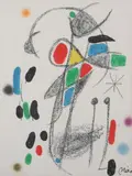 Star Scene by Joan Miró, Color lithograph, sold Feb 2008