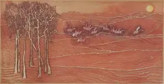 Lars Bo, Tree Lined Landscape, Color etching