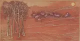 Lars Bo, Tree Lined Landscape, Color etching